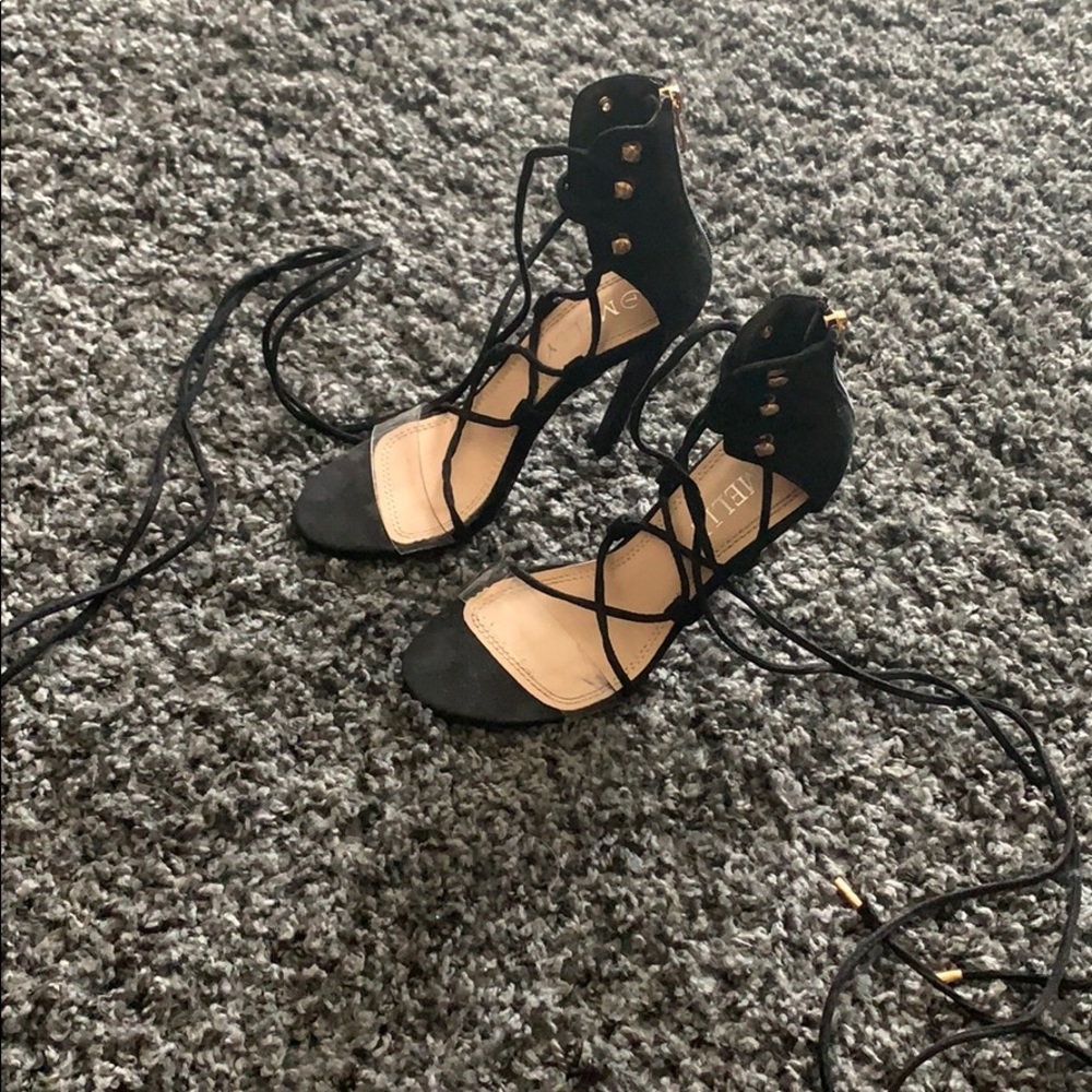 Black toe up heels